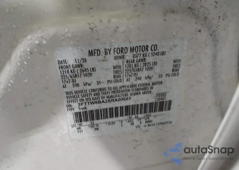 2025 Ford Maverick Xl из США, поврежденный, VIN 3FTTW8BA2SRA00603